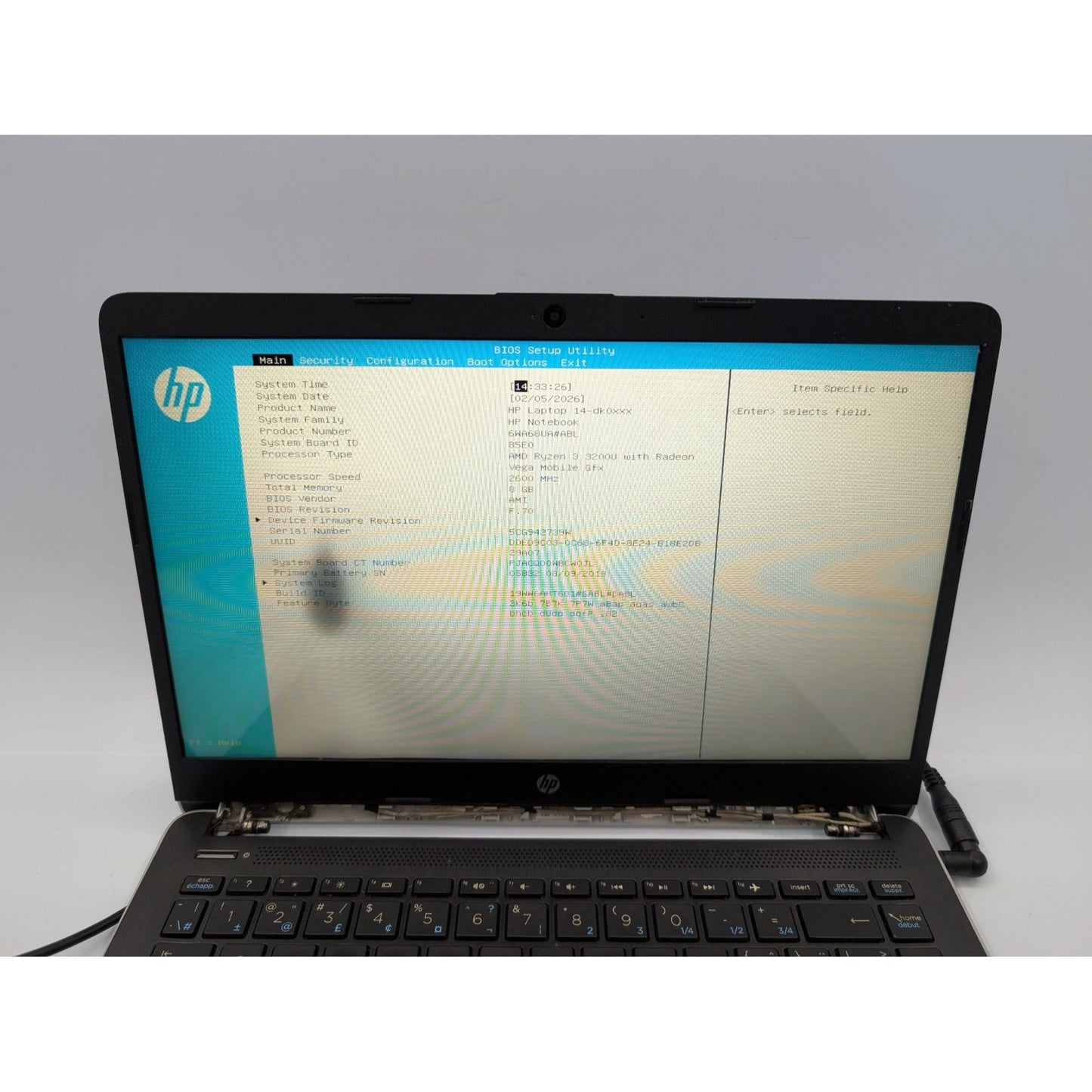 HP 14-DK0058CA 14" Display AMD Ryzen 3 3200U 2.60GHz Processor Silver Laptop