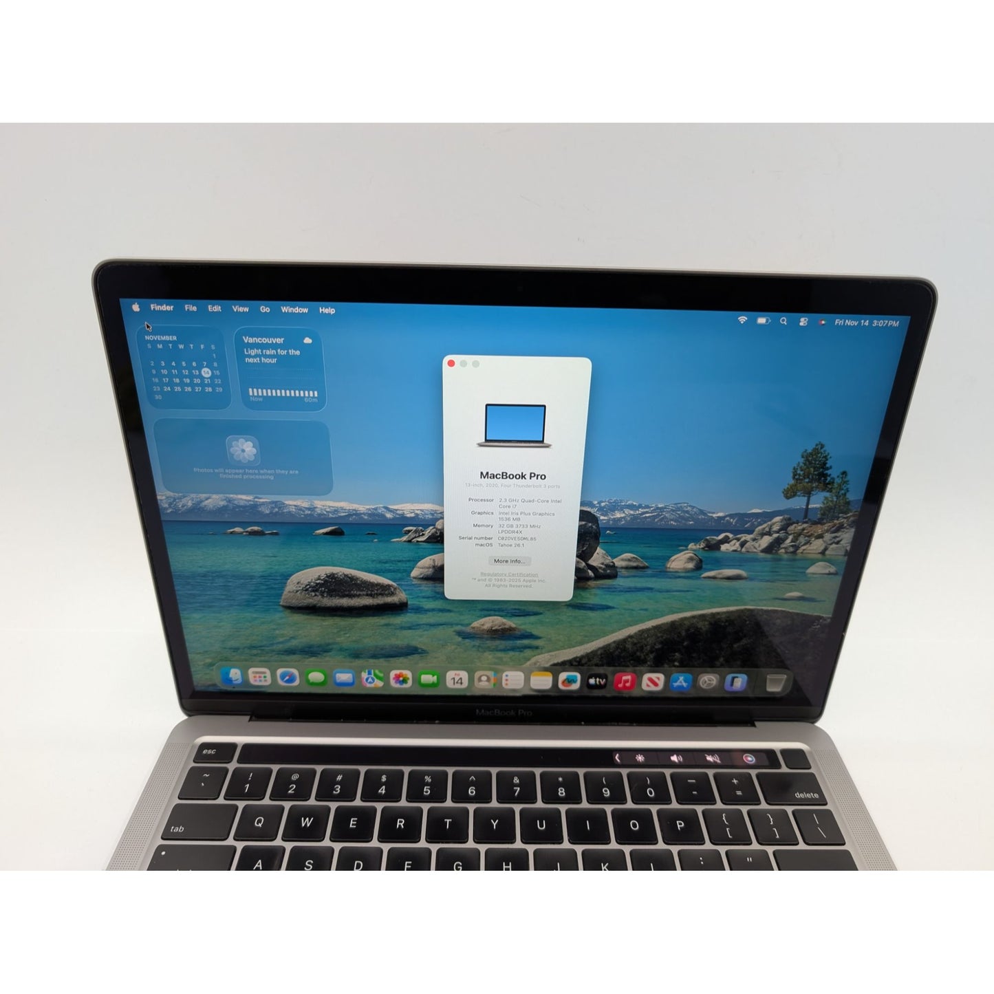 2020 Apple MacBook Pro A2251 13" Intel i7-1068NG7 32 GB 512GB SSD macOS Tahoe