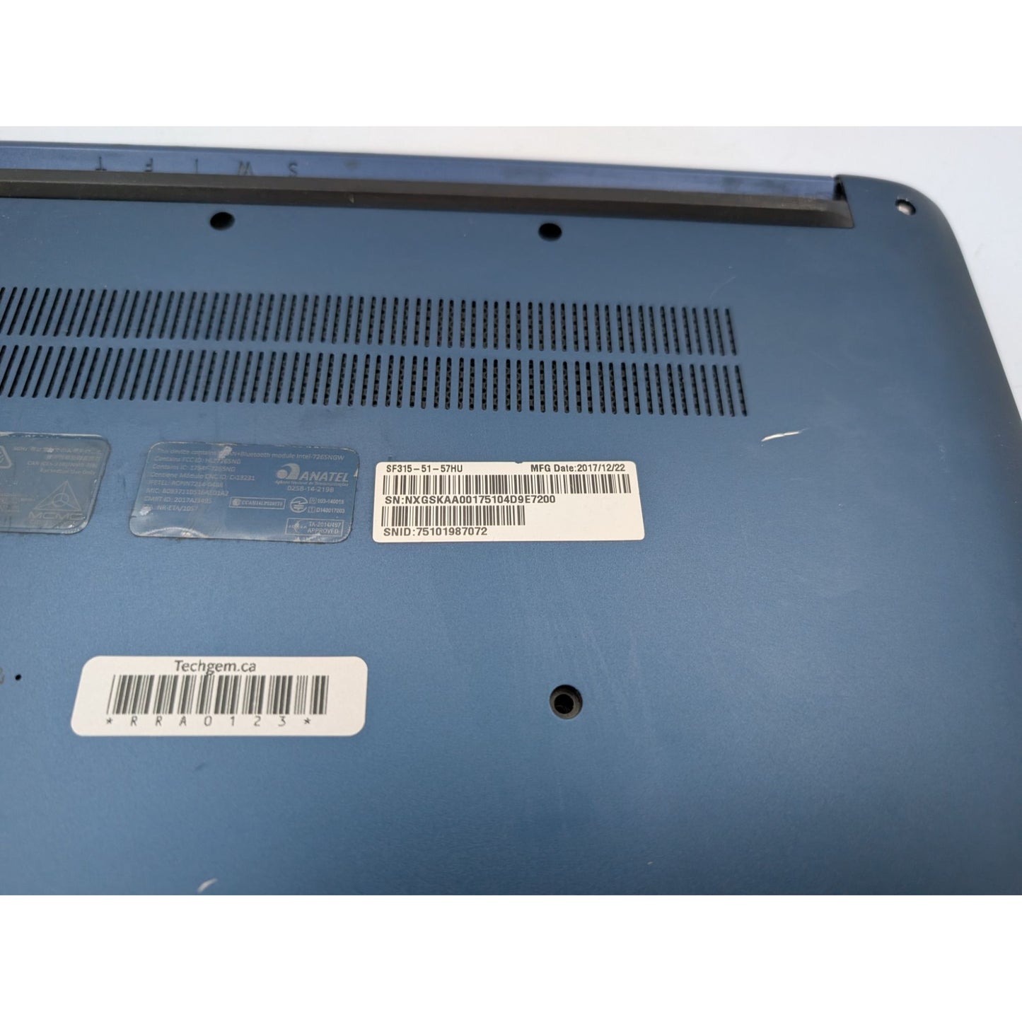 Acer Swift SF315-51-57HU 15.6" Screen Intel Core i5-8250U 1.60GHz 8GB RAM Laptop