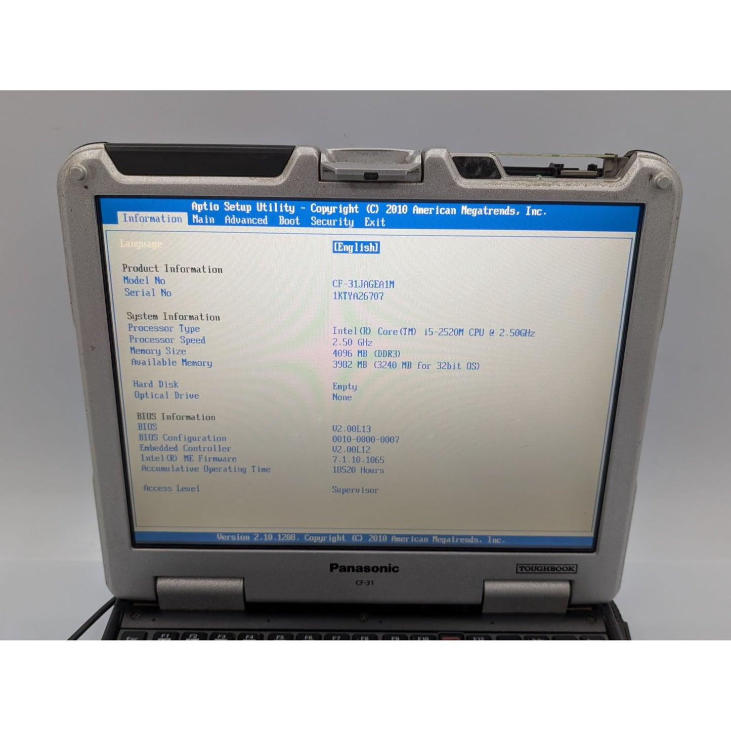 Panasonic Toughbook CF-31 13.1" Display Intel i5-2520M 2.50 GHz 4GB RAM Laptop