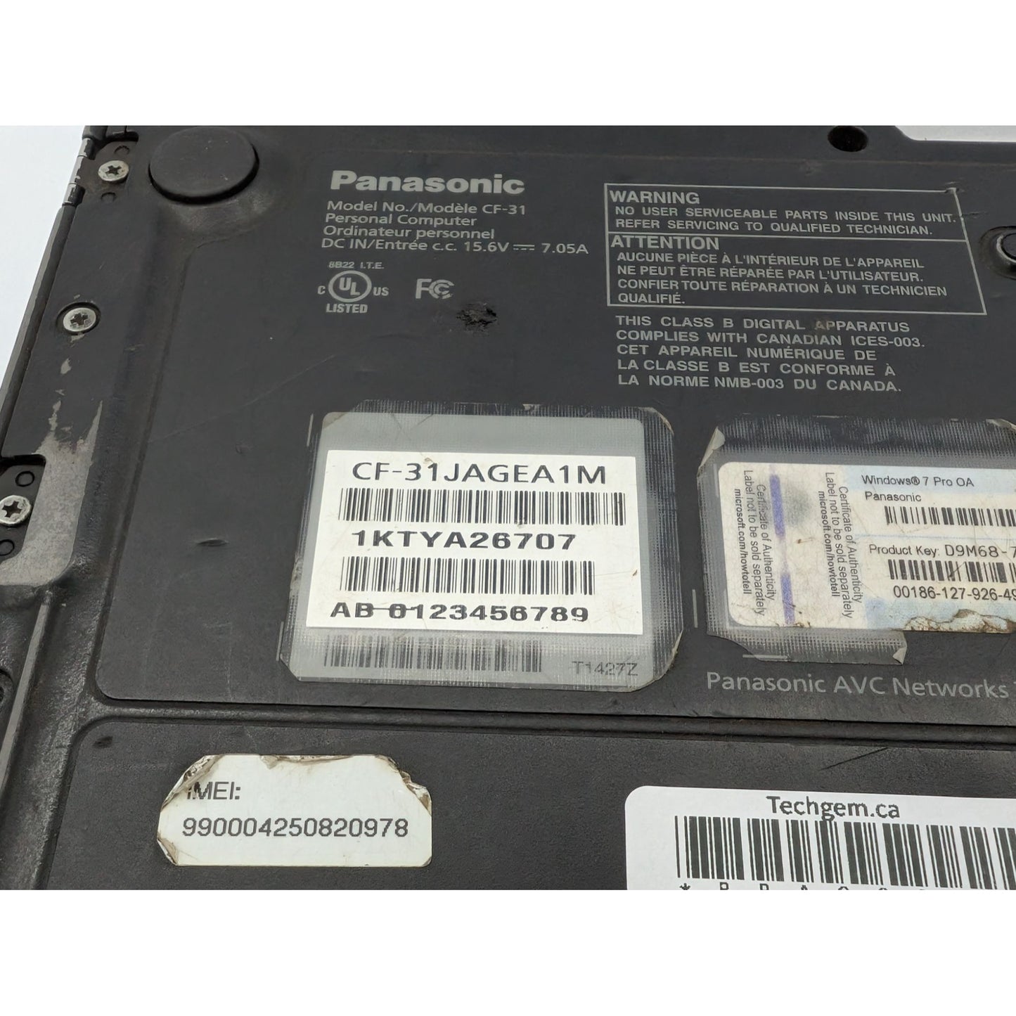 Panasonic Toughbook CF-31 13.1" Display Intel i5-2520M 2.50 GHz 4GB RAM Laptop