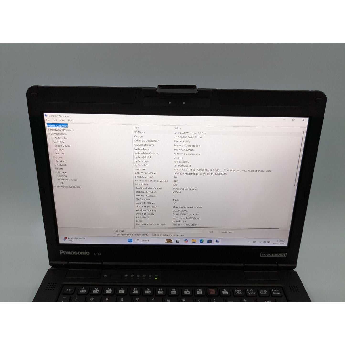 Panasonic Toughbook CF-54 14" Intel i5-7300U 16GB RAM 480GB SSD Window 11 Pro