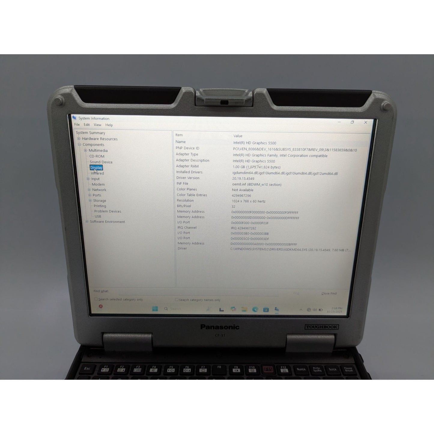 Panasonic Toughbook CF-31 Intel i5-5300U 13.1" 8GB RAM 128GB SSD Windows 11 Pro