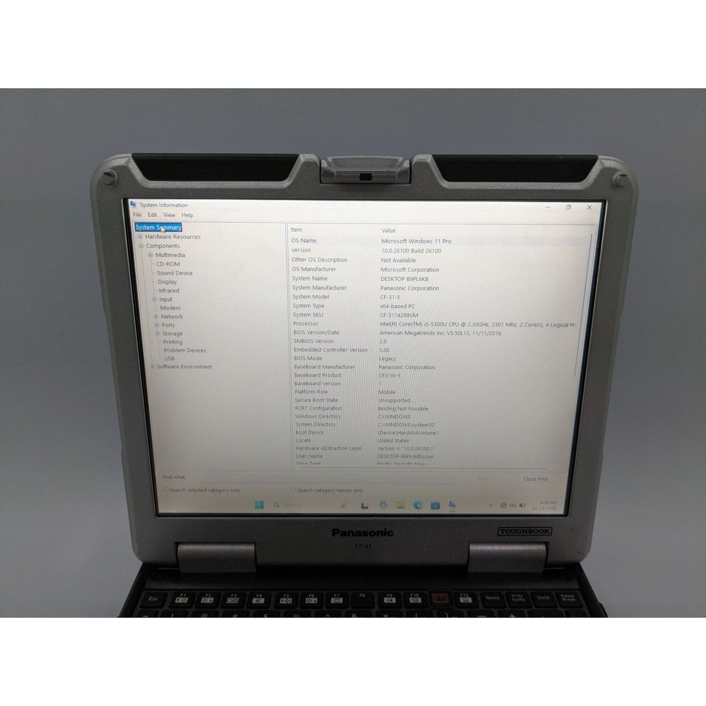 Panasonic Toughbook CF-31 13.1" Intel Core i5-5300U 8GB RAM 128GB SSD Win 11 Pro