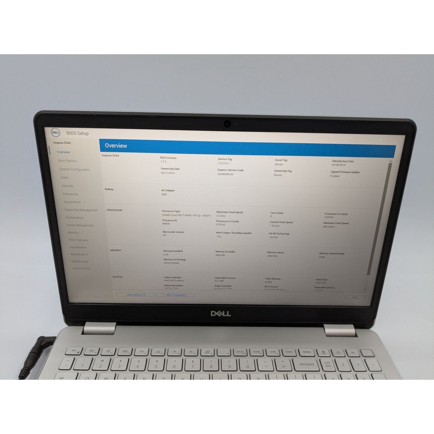 Dell Inspiron 5584 15.6" Display Intel Core i7-8565U 1.7GHz Processor Laptop