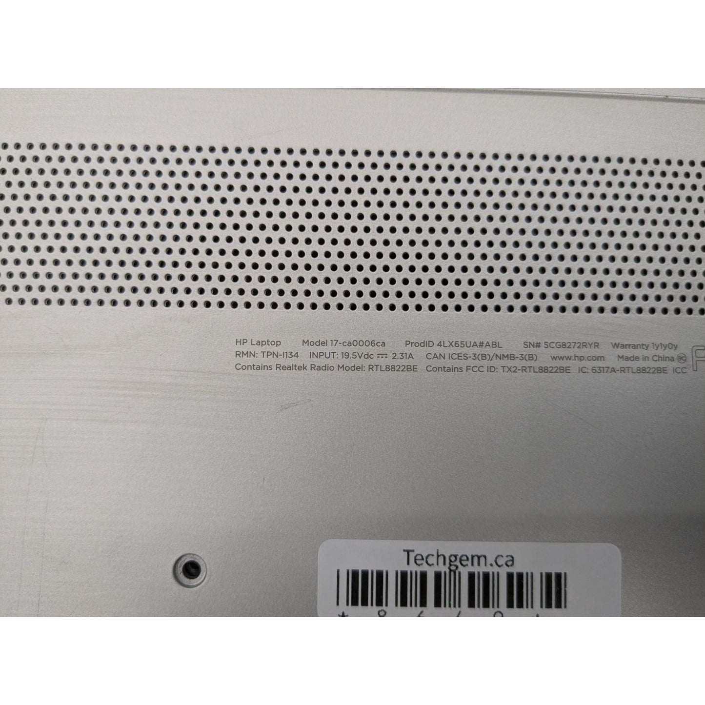 HP 17-CA0006CA 17.3" Screen AMD Ryzen 3-2300U 2.00GHz Processor Silver Laptop