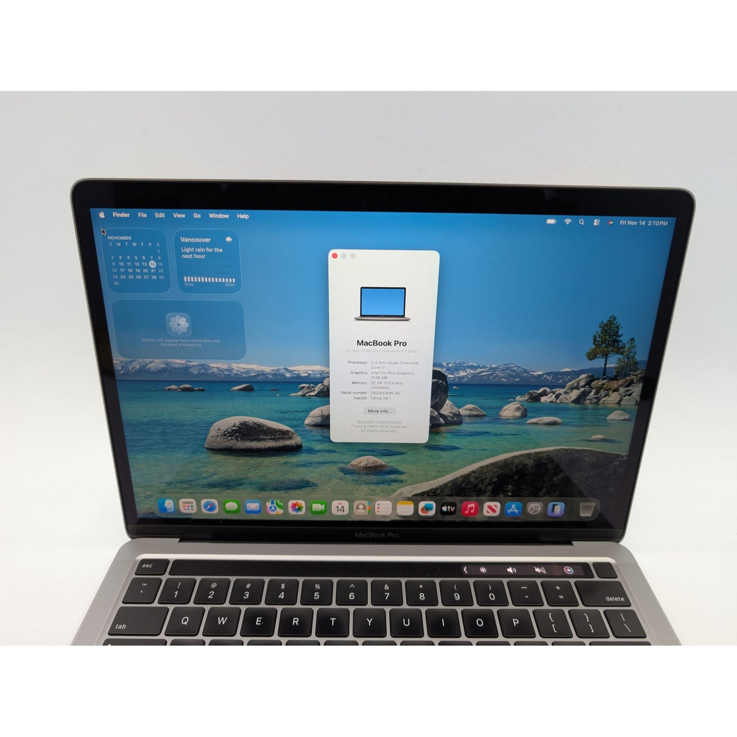 2020 Apple MacBook Pro A2251 13" Intel Core i7-1068NG7 32GB RAM 512GB SSD macOS