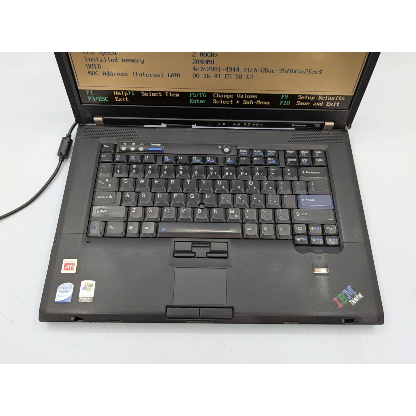 Lenovo ThinkPad T60 Intel Core 2 Duo T7200 2.00GHz 2GB RAM 15.6" Screen Laptop