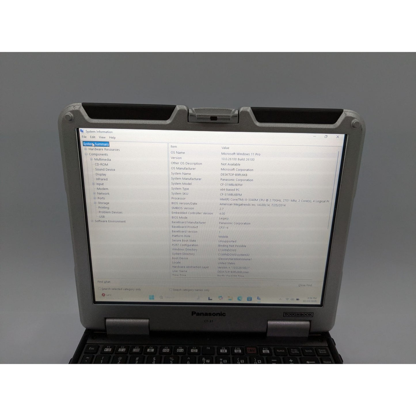 Panasonic Toughbook CF-31 13.1” Intel i5-3340M 16GB RAM 128GB SSD Windows 11 Pro