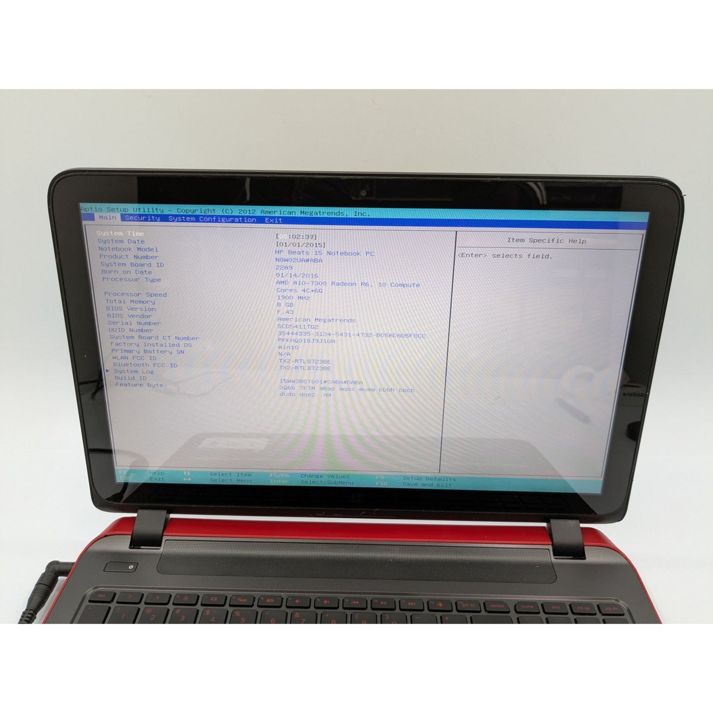 HP Beats Special Edition 15-P390NR 15.6" Screen AMD A10-7300 8GB RAM 1.90GHz