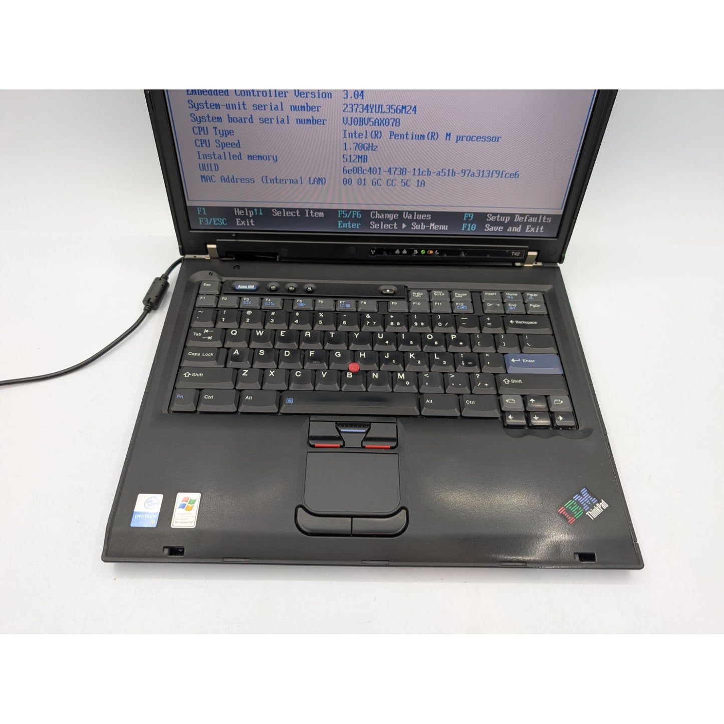 IBM ThinkPad T42 Intel Pentium M 1.70GHz Processor 15" 512MB RAM Black Laptop