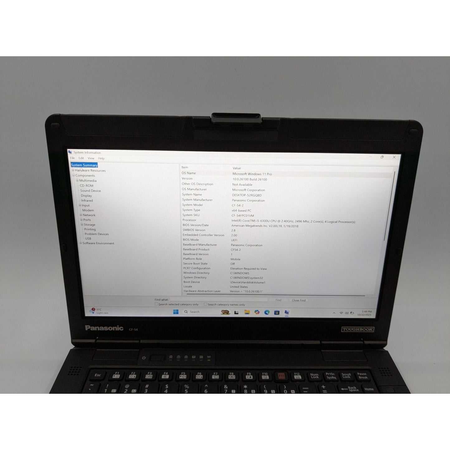 Panasonic Toughbook CF-54 14" Intel i5-6300U 16GB RAM 480GB SSD Window 11 Pro