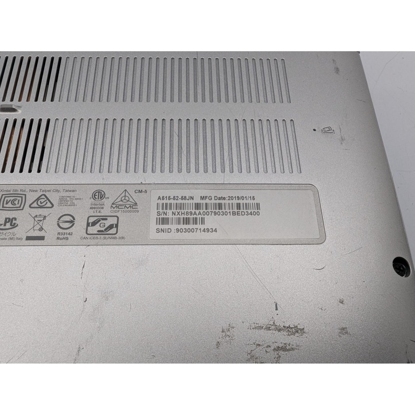 Acer Aspire 5 A515-52-58JN 15.6" Intel i5-8265U 16GB RAM 180GB SSD Win 11 Home