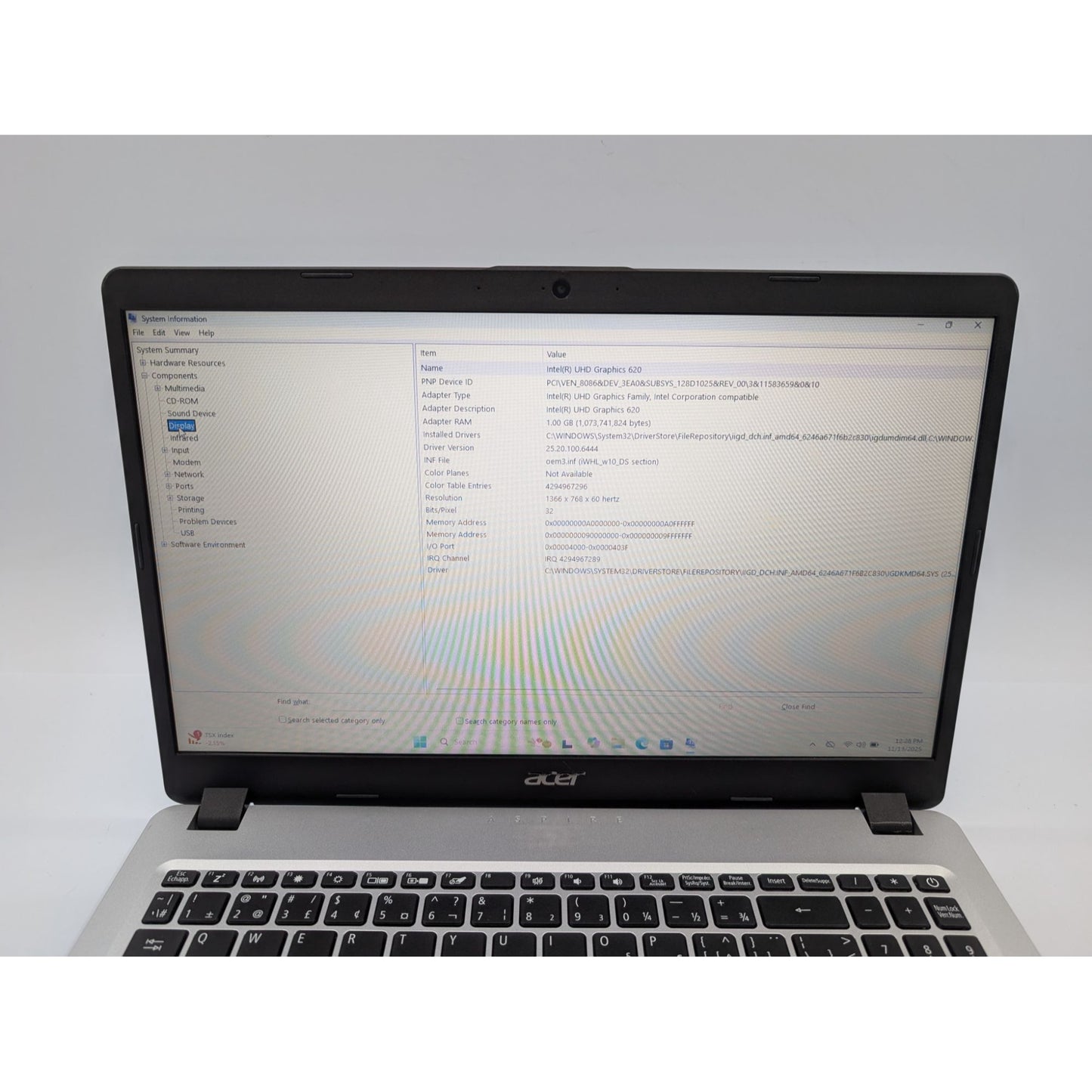 Acer Aspire 5 A515-52-58JN 15.6" Intel i5-8265U 16GB RAM 180GB SSD Win 11 Home