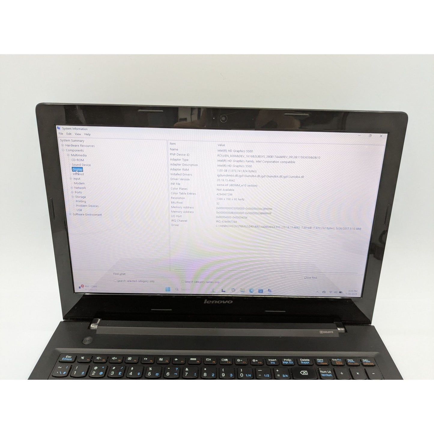 Lenovo G50-80 15.6" Intel i7-5500U 16GB RAM 250GB SSD Windows 11 Home Activated