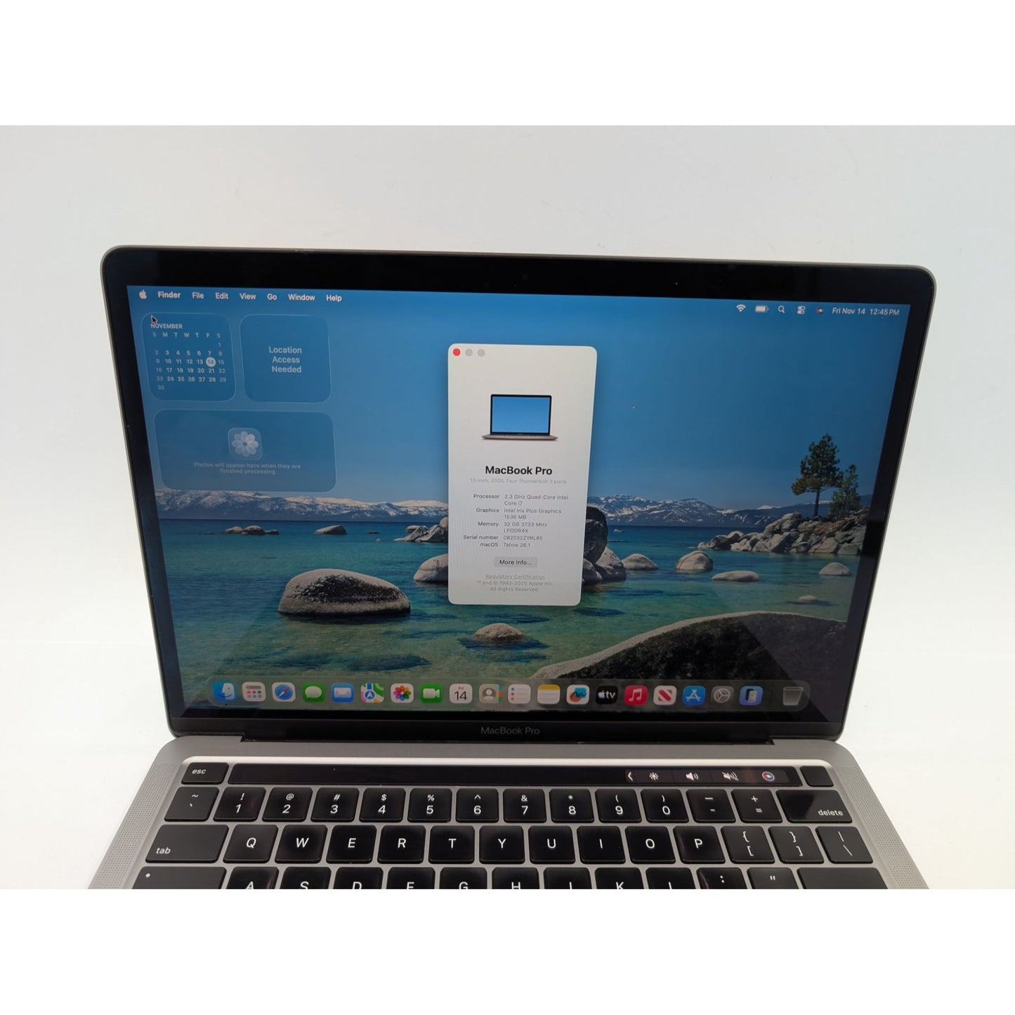 2020 Apple MacBook Pro A2251 13" Screen Intel Core i7-1068NG7 32GB RAM 512GB SSD