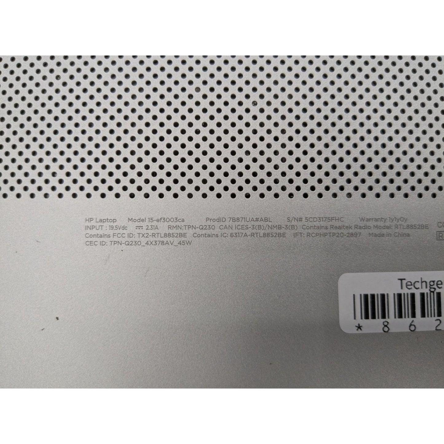 HP 15-EF3003CA 15.6" Display AMD Ryzen 7 5825U Silver Laptop 2.00 GHz Processor