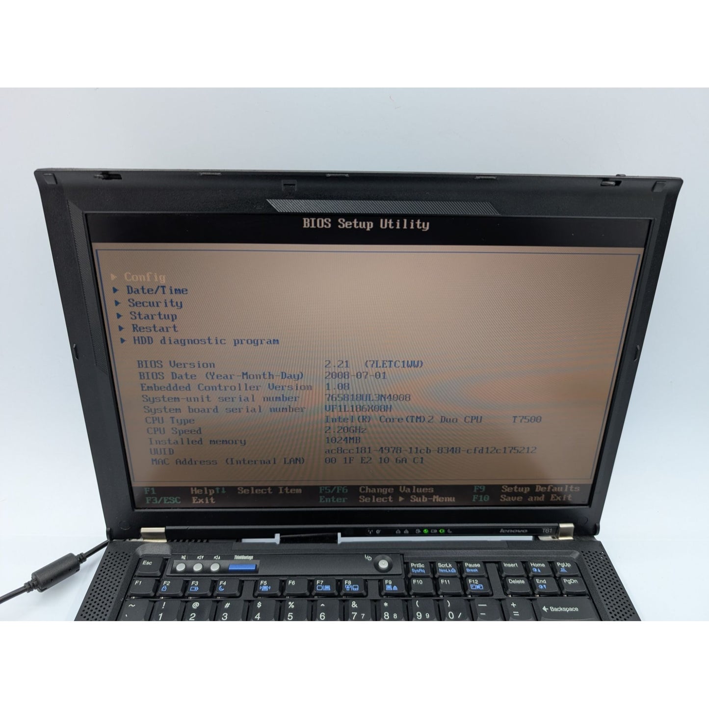 Lenovo ThinkPad T61 Intel Core 2 Duo T7500 2.20GHz 1GB RAM 14” Display Laptop