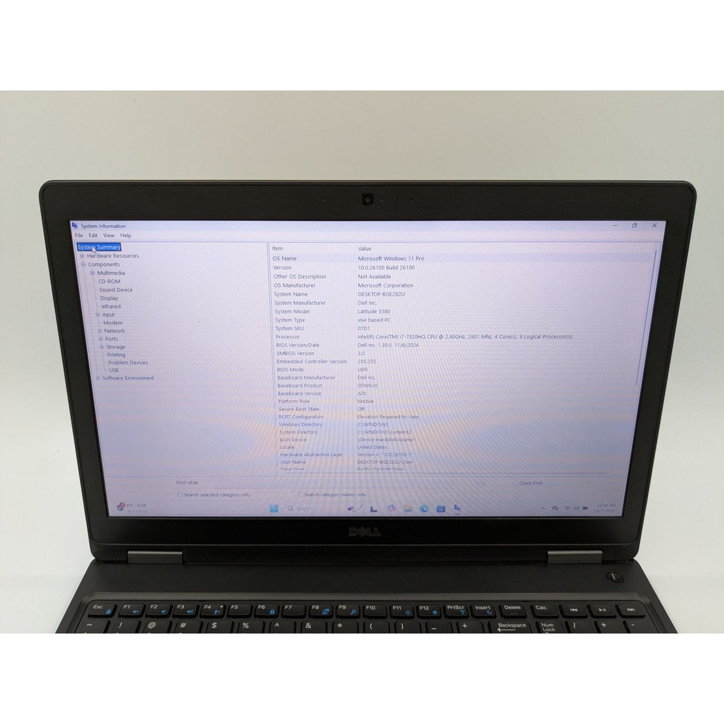 Dell Latitude 5580 15.6" Intel Core i7-7820HQ 8GB RAM 256GB SSD Windows 11 Pro