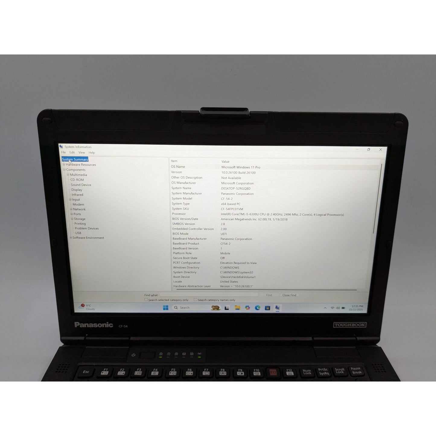 Panasonic Toughbook CF-54 14" Intel Core i5-6300U 16GB RAM 480GB SSD Win 11 Pro