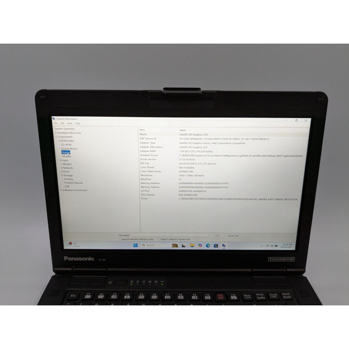 Panasonic Toughbook CF-54 14" Intel Core i5-6300U 16GB RAM 480GB SSD Win 11 Pro