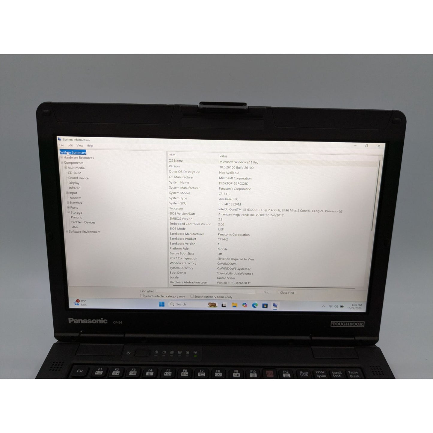 Panasonic Toughbook CF-54 14" Intel i5-6300U 16GB RAM 480GB SSD Windows 11 Pro