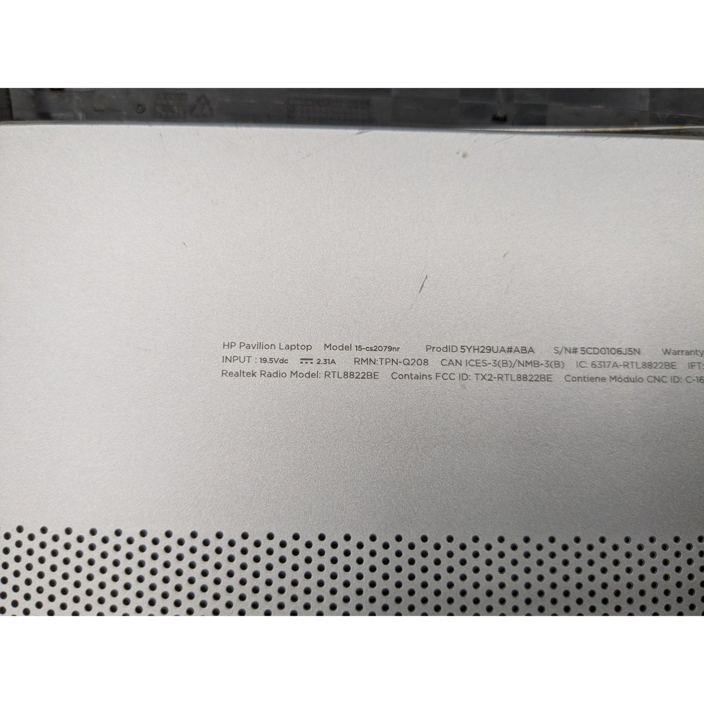 HP Pavilion 15-CS2079nr 15.6" Display Intel Core i5-8265U 1.60 GHz Silver Laptop