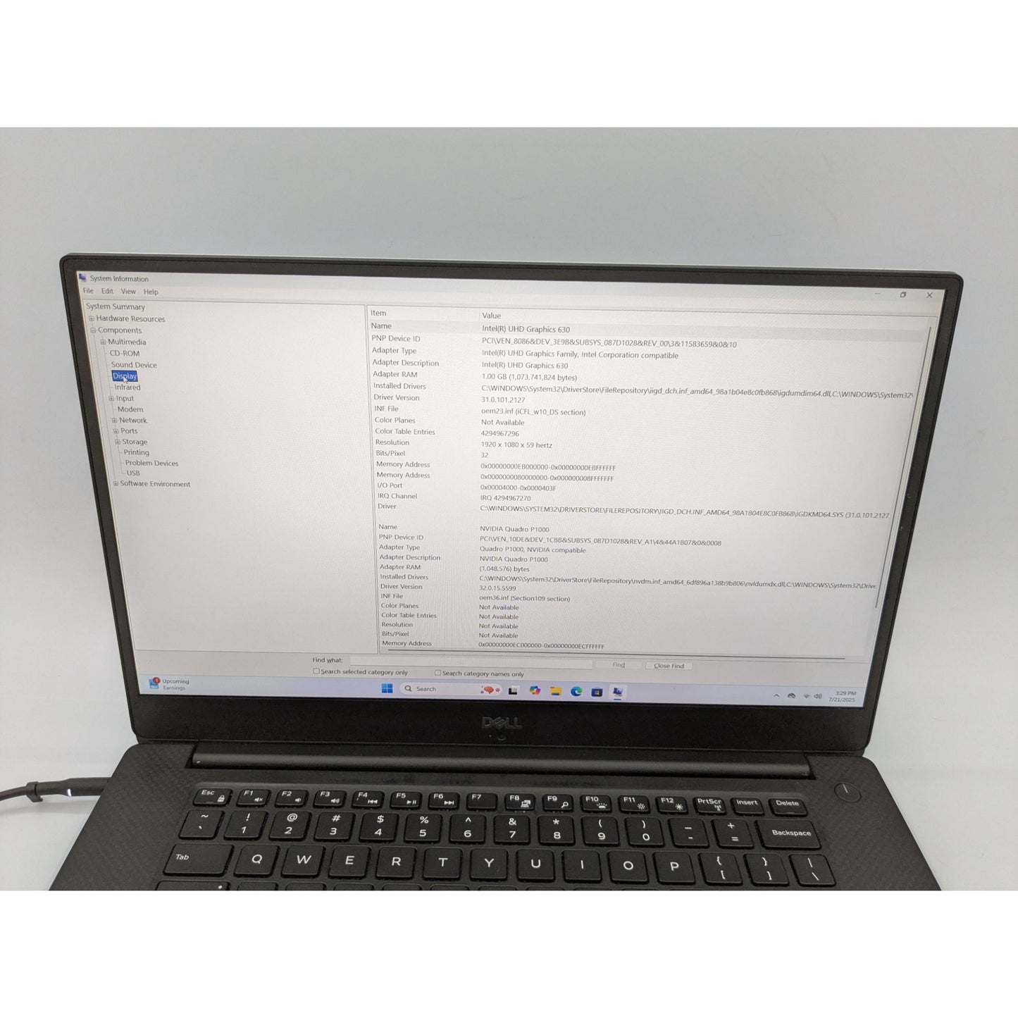 Dell Precision 5530 15.6" Intel Core i7-8850H 2.6GHz 8GB RAM 128GB SSD Win 11 Pro