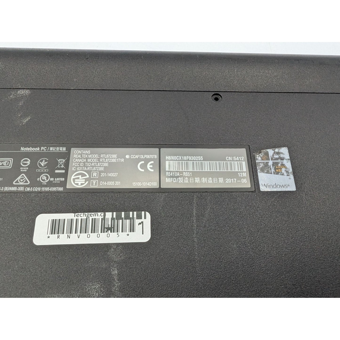 Asus R541UA-RS51 15.6" Screen Intel Core i5-7200U 2.50GHz Processor Black Laptop