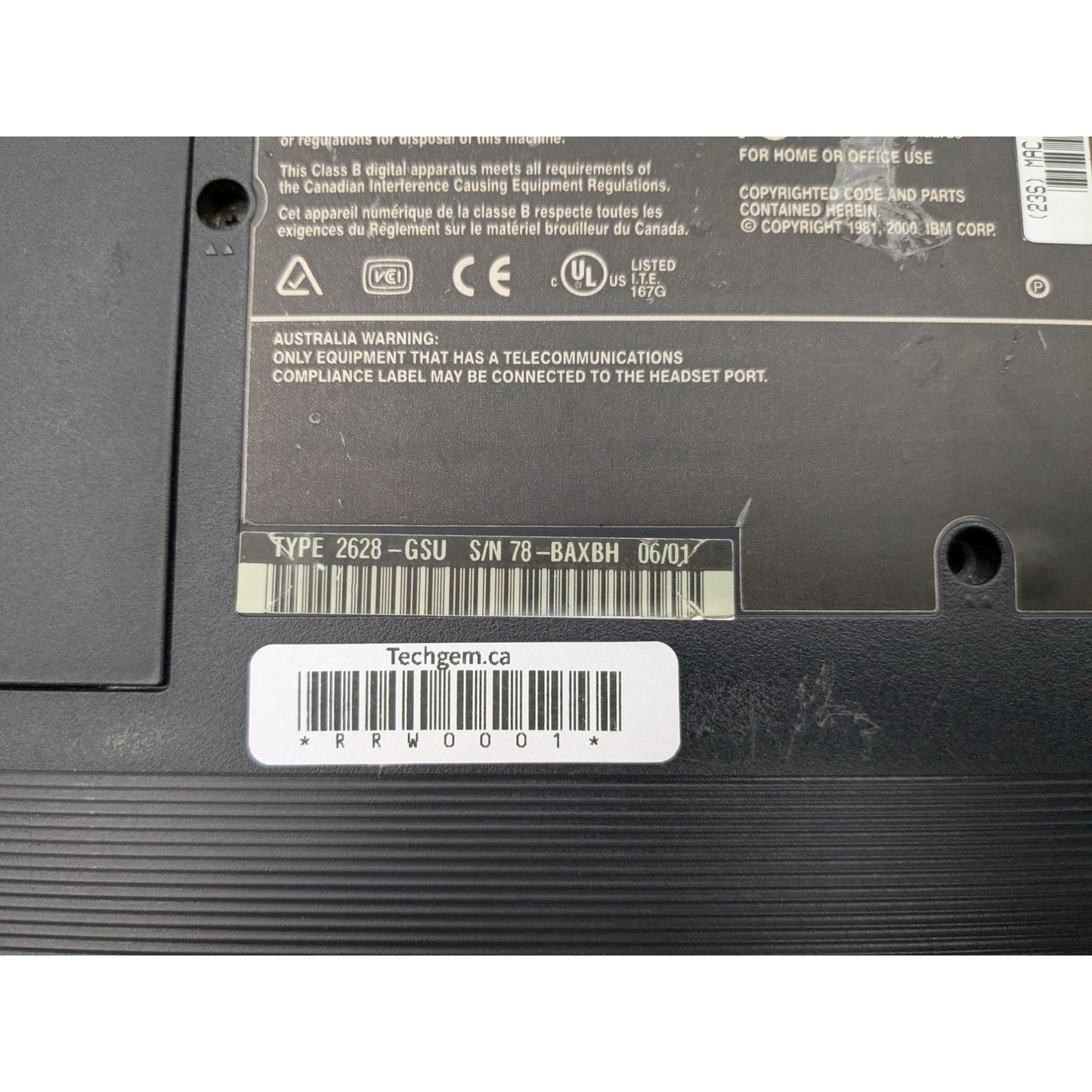 IBM ThinkPad A21m 14" Intel Pentium III 0.80GHz 256MB RAM Black Laptop