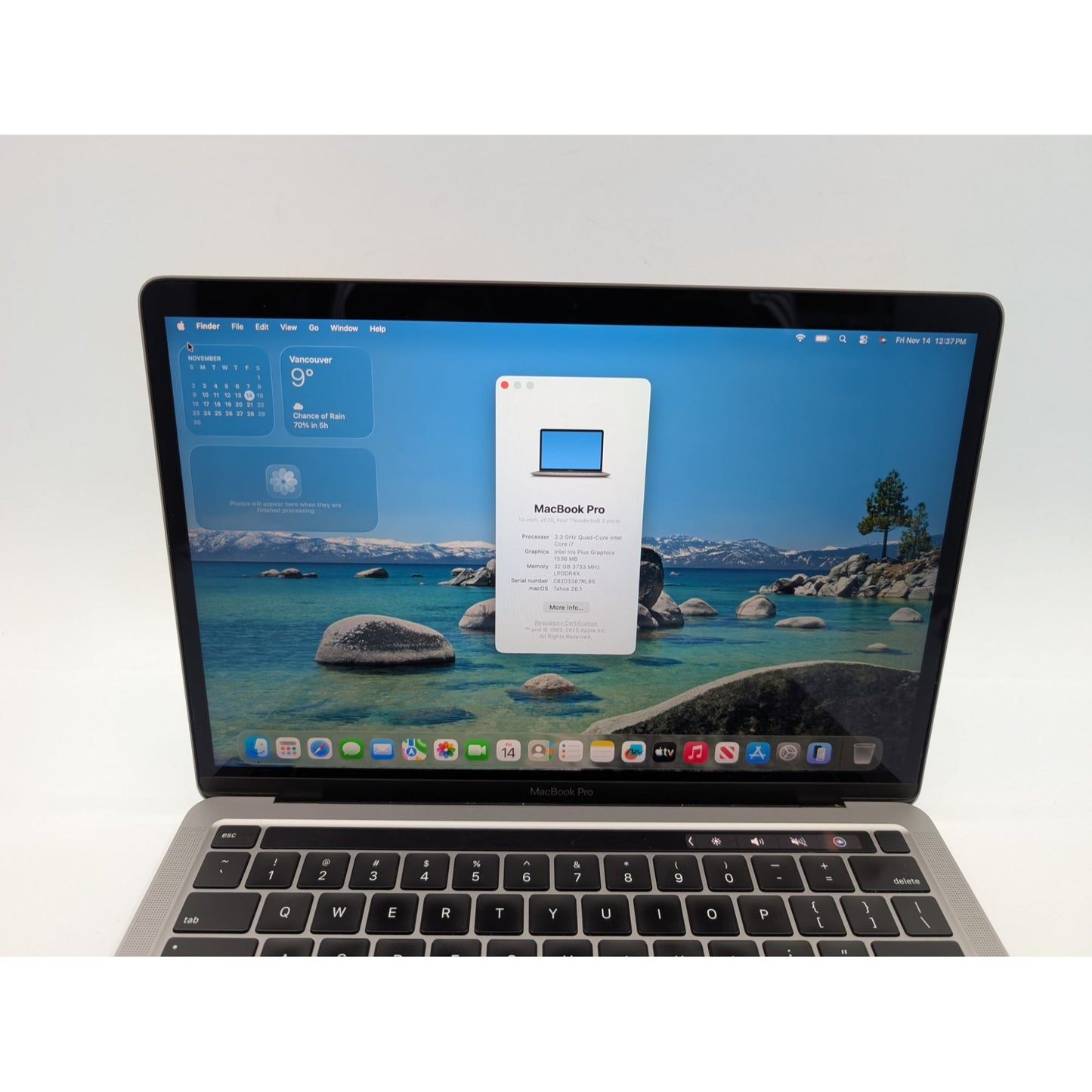 2020 Apple MacBook Pro A2251 Intel Core i7-1068NG7 13" Screen 32GB RAM 512GB SSD