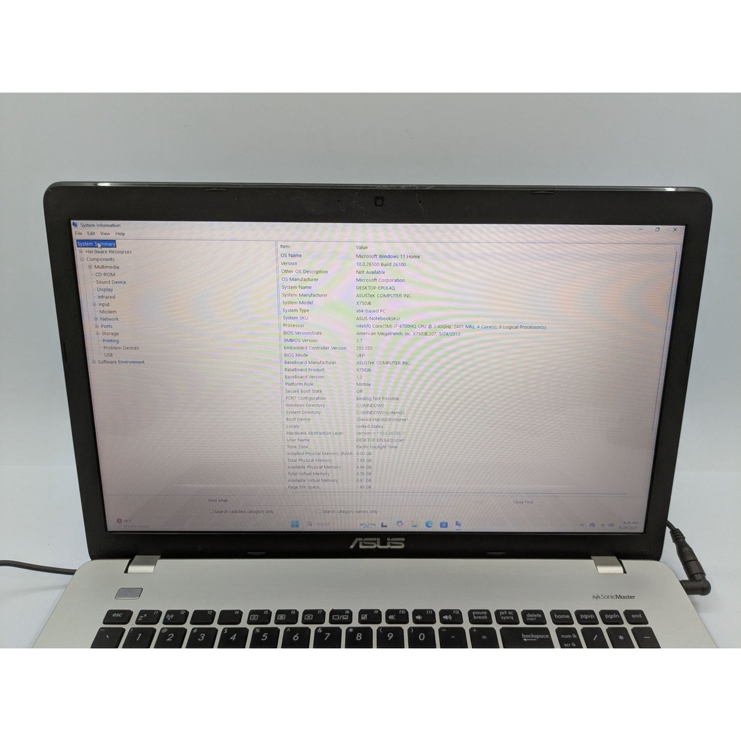 Asus X750JB-DH71-CA 17.3" Intel Core i7-4700HQ 2.40GHz 8GB RAM 240GB SSD Win 11