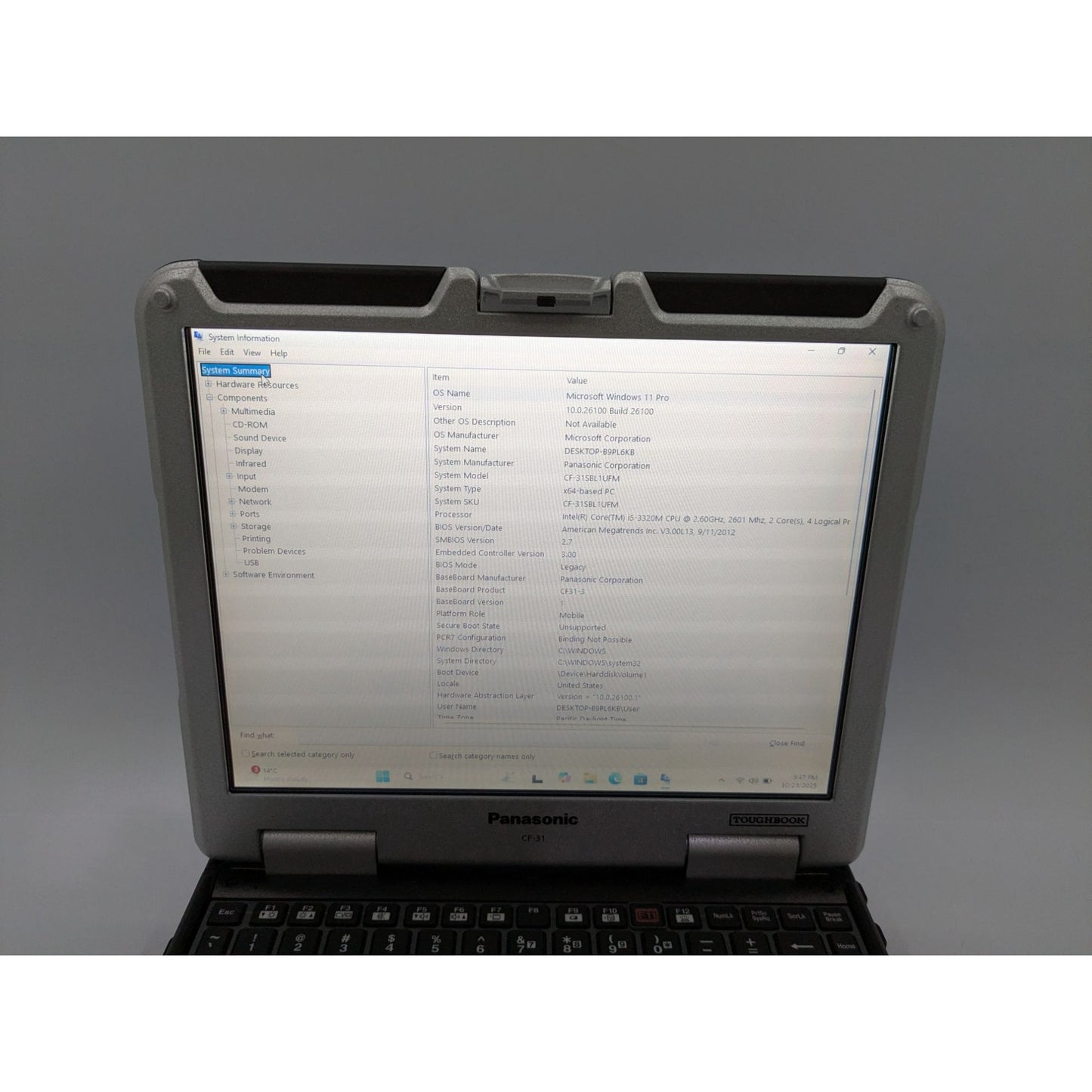 Panasonic Toughbook CF-31 13.1" Intel i5-3320M 16GB RAM 128GB SSD Windows 11 Pro