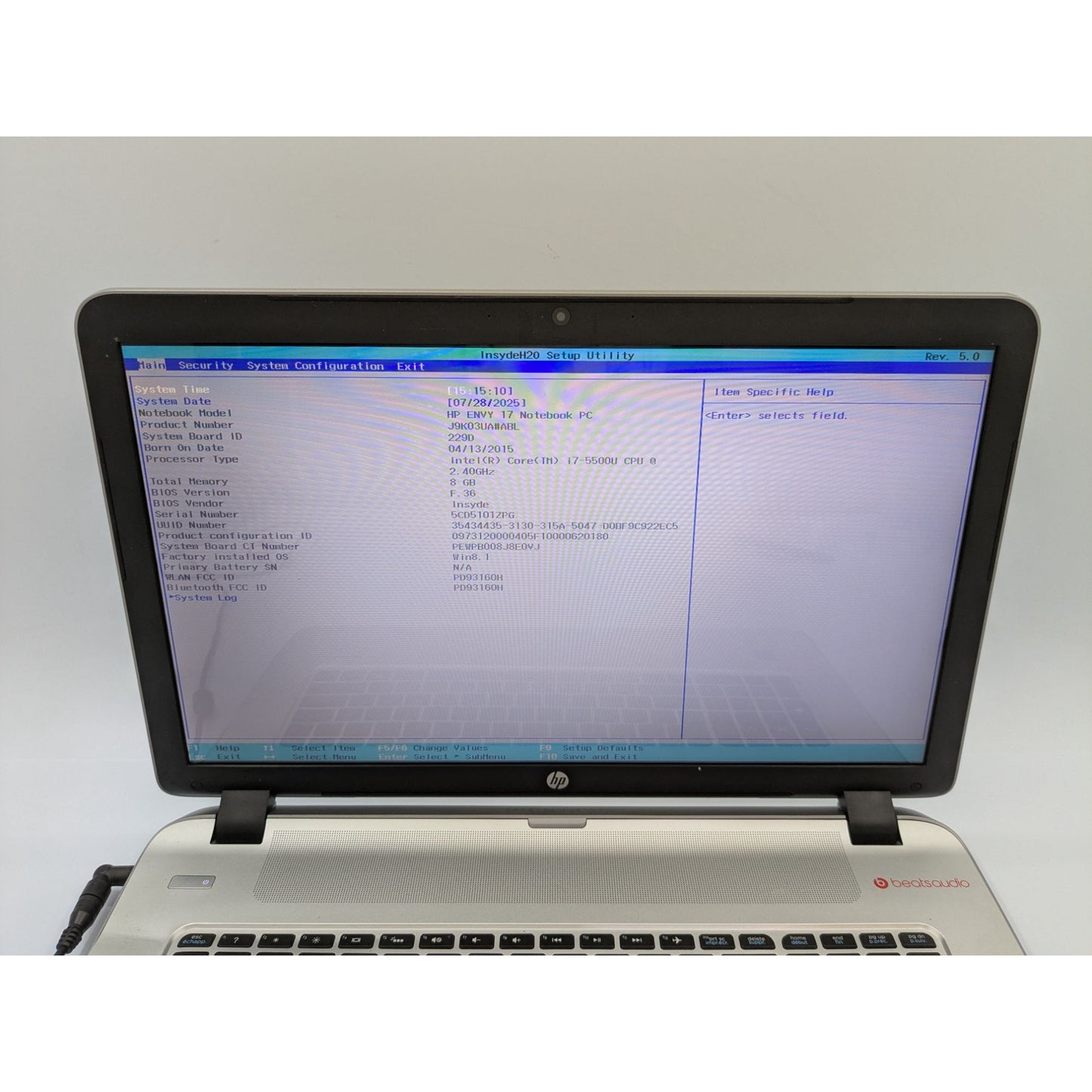HP Envy Notebook 17-K250CA 17.3" Display Intel Core i7-5500U 2.40 Processor 8GB RAM