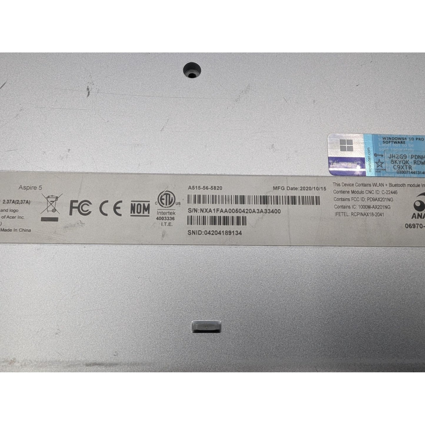 Acer Aspire A515-56-5820 15.6" Screen Intel Core i5-1135G7 2.40GHz Silver Laptop