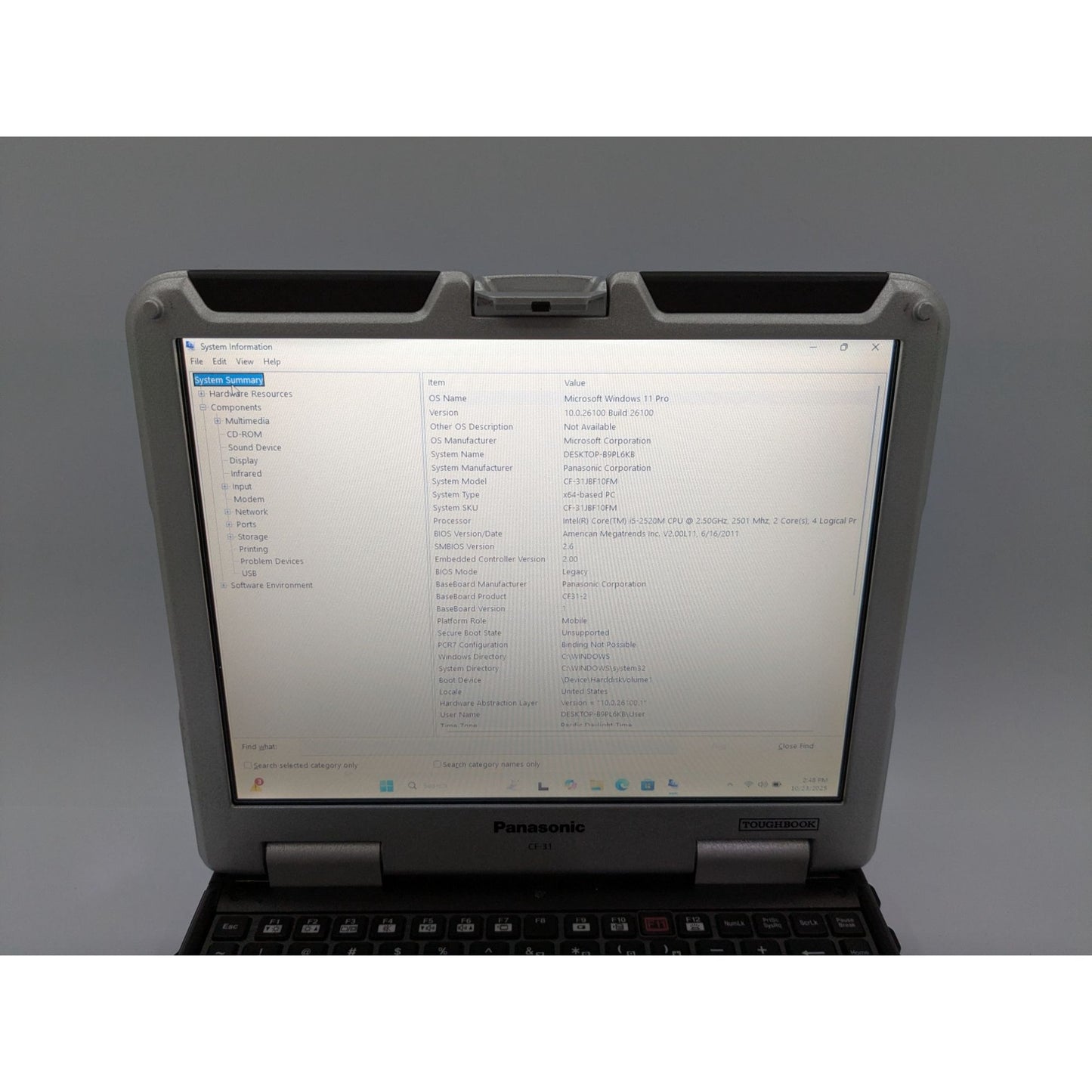 Panasonic Toughbook CF-31 13.1" Intel i5-2520M 16GB RAM 128GB SSD Windows 11 Pro