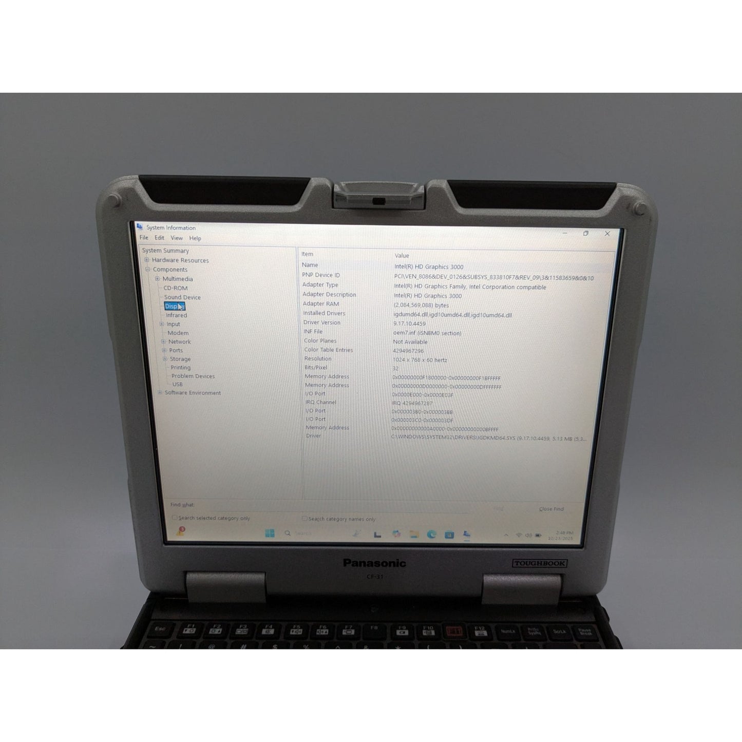 Panasonic Toughbook CF-31 13.1" Intel i5-2520M 16GB RAM 128GB SSD Windows 11 Pro