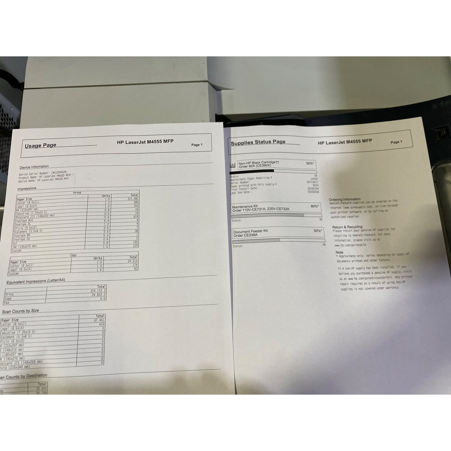 HP LaserJet M4555 MFP Monochrome Multifunction Printer