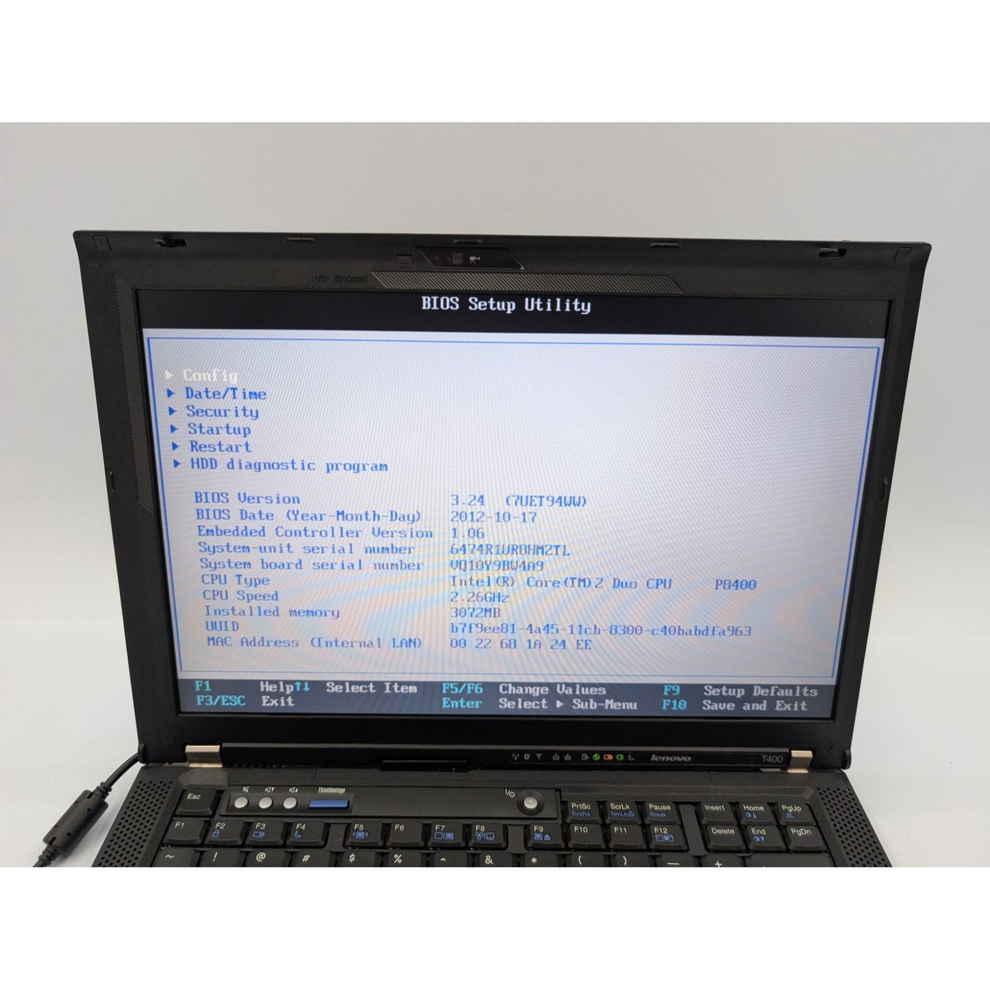 Lenovo ThinkPad T400 14" Intel Core 2 Duo P8400 2.26GHz Processor 3GB RAM Laptop