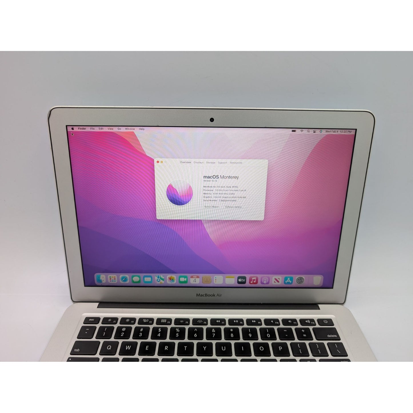 2015 Apple MacBook Air A1466 13" Intel i5-5250U 4GB RAM 128GB SSD MacOS Monterey