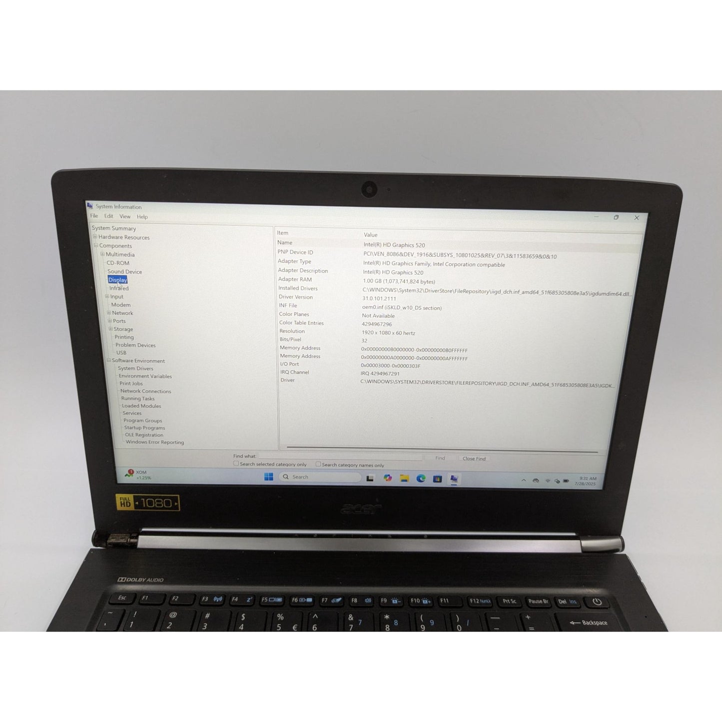 Acer Aspire S5-371 13.3" Intel i5-6200U 8GB RAM 256GB SSD Windows 11 Home 2.30 Ghz