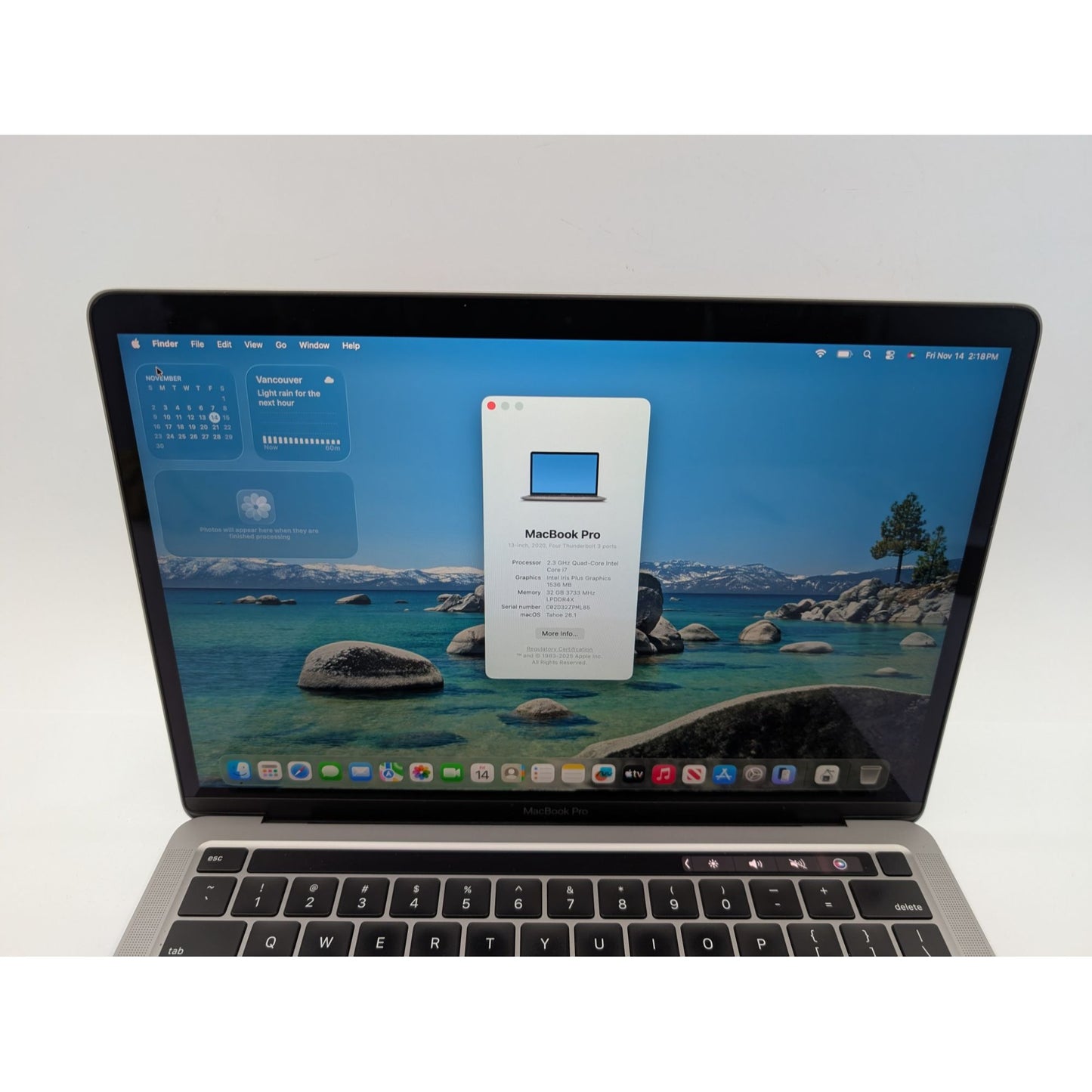 2020 Apple MacBook Pro A2251 13" Intel i7-1068NG7 2.3GHz 32GB RAM 512GB SSD