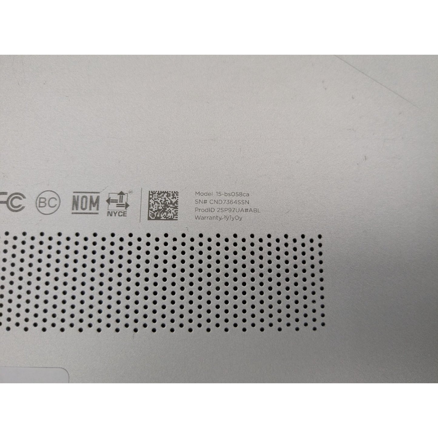 HP Notebook 15-BS058CA 15.6” Screen Intel Core i5-7200U 2.50 Ghz Processor
