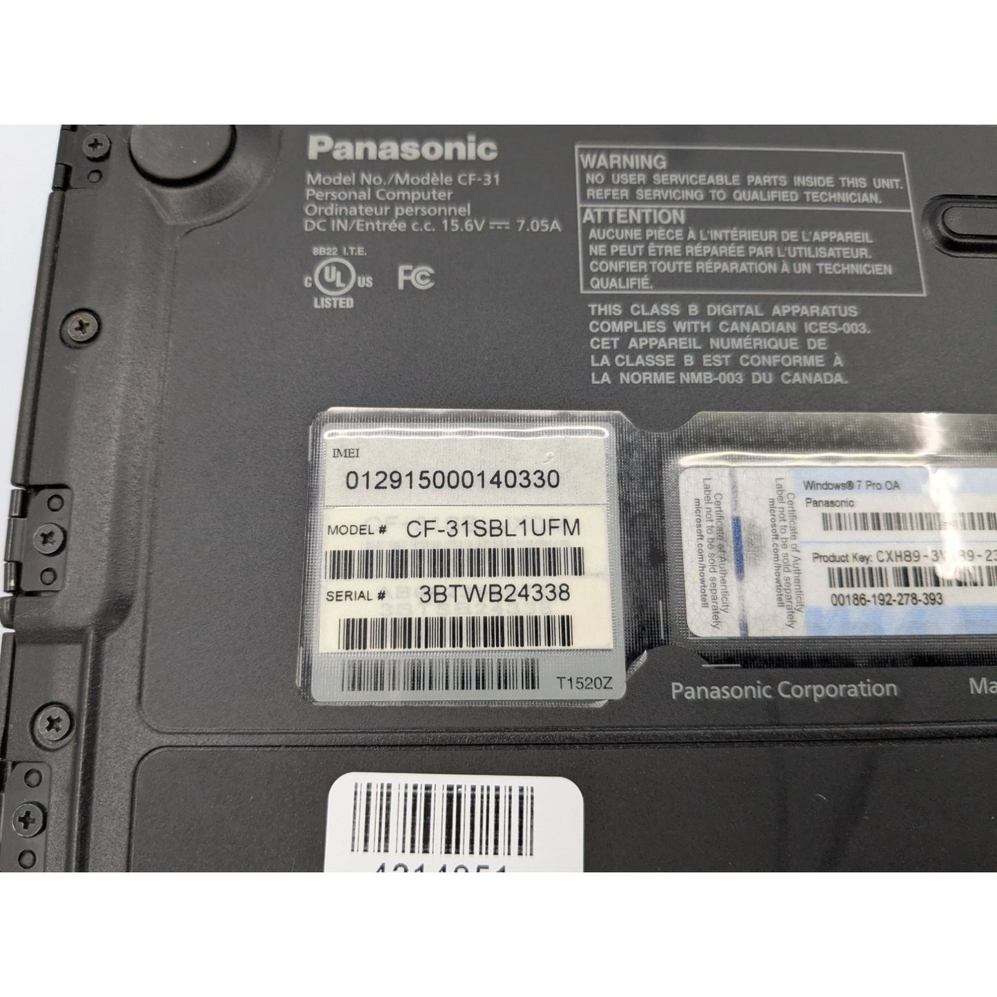 Panasonic Toughbook CF-31 13.1" Display Intel Core i5-3320M 4GB RAM 2.60GHz